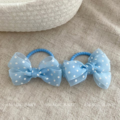 Girly Aesthetic Bowknot Dots Solid Colored Elastic Scrunchies Fashion Sweet Ponytail Holder Kids in Stock Hair Ties Accessories