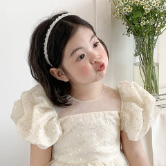 Classic Simple Glitter Sparkle Imitation Pearl Headband Stylish Hair Accessories for Kids Teens Children