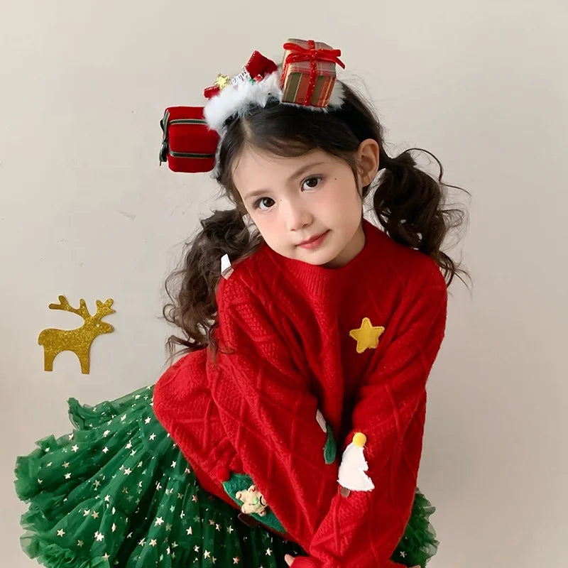 2025 Christmas Gift Bowknot Bear Ice Cream Hair Band for Baby Girls Cute Sweet Fashion Head Band for Kids Child Hair Accessories