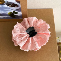 Girly Aesthetic Solid Color Double Duty Hair Claw Clips Scrunchies Sweet Fashion in Stock Hair Ties Hairpins Accessories for Kid