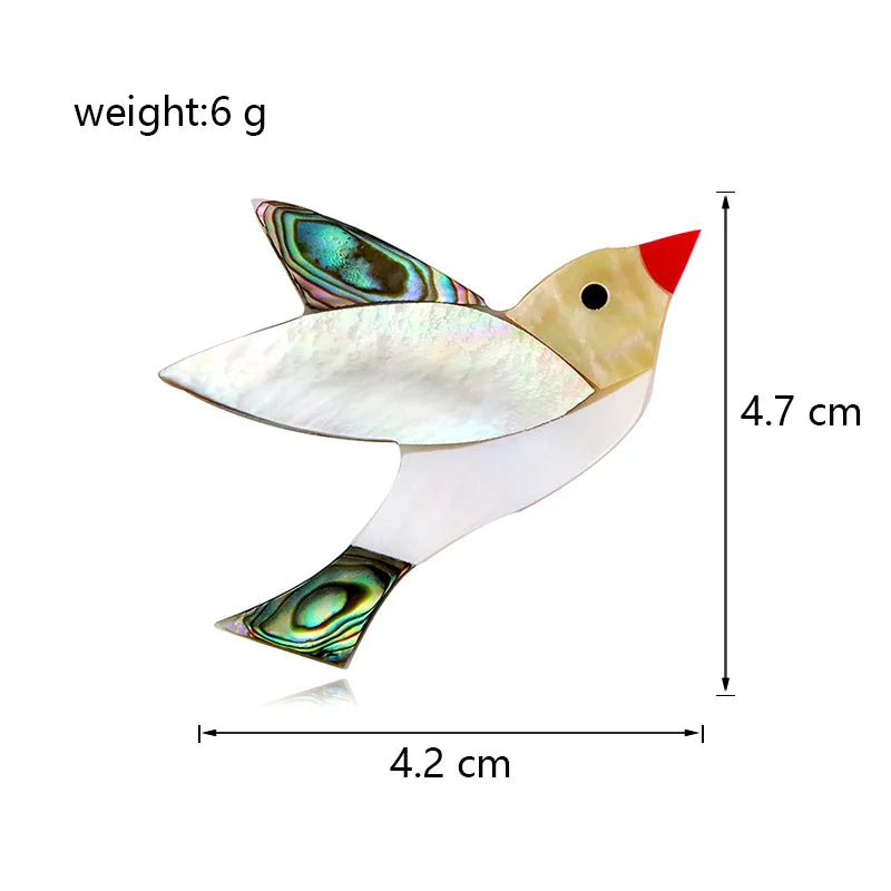 New European and American Fashion High-end Bird Animal Brooches Natural Abalone Series Corsages in Stock for Wholesale Jewelry
