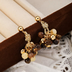 Fashion Tiger Eye Stone Natural Stone S925 Silver Drop Earrings for Girls Elegant Boho Jewelry for Women Ladies 18k Gold Plated