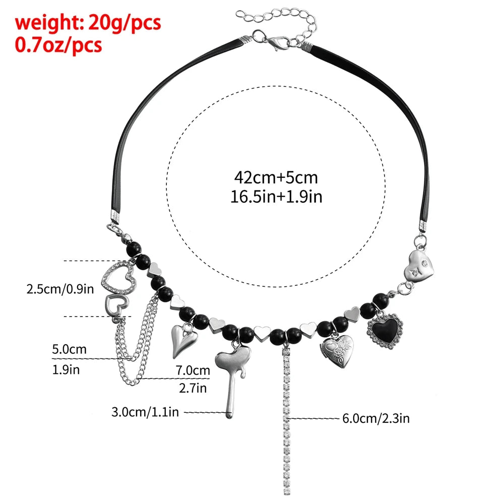 Fashion Sweet Heart Shaped Beads Necklaces for Girls Elegant Spicy Glamorous Jewelry for Women Ladies Choker Accessories Female