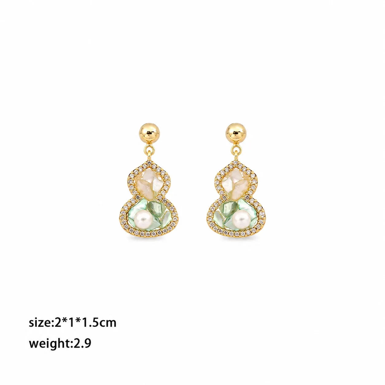 Fashion S925 Silver Shell White Zircon Gourd Drop Earrings for Girls Elegant Jewelry for Women Ladies Wholesale China Factory