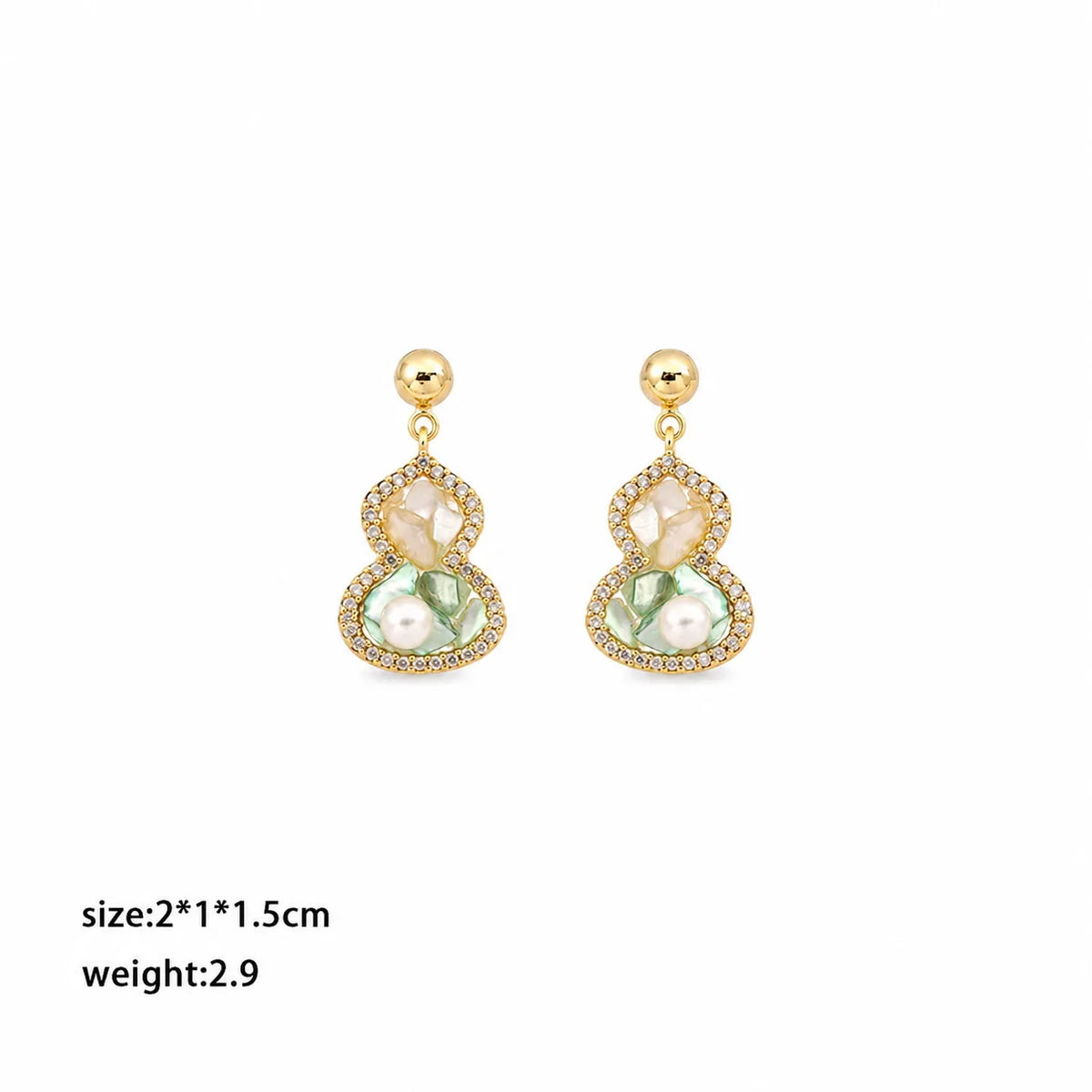 Fashion S925 Silver Shell White Zircon Gourd Drop Earrings for Girls Elegant Jewelry for Women Ladies Wholesale China Factory