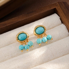 Women S925 Silver 18k Gold-plated Tiger Eye Stone Stud Earring Brown Green Low MOQ Factory Price Fashion Jewelry for Female