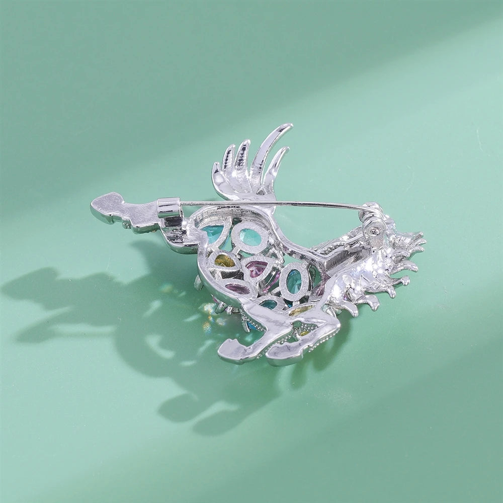 Fashion Glitter Rhinestone Sweet Horses Animals Brooches for Girls Trendy New Year Stylish Jewelry for Women Ladies Accessories