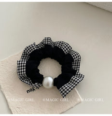 Female Black Imitation Pearl Hair Ties Elegant Fashion Simple Ponytail Holder in Stock Scrunchies Accessories for Women Office