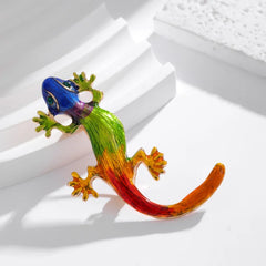 Fashion Gecko Enamel Dainty Animals Brooches for Girls Trendy Glamorous Charms Pins Jewelry for Women Ladies Accessories Sweet