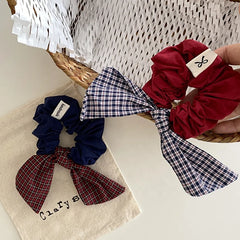 Fashion Plaid Bowknot Scrunchies for Baby Girls Cute Sweet Elegant Hair Ties for Kids Children Hair Accessories in Stock