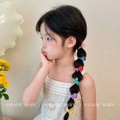 Hot Sale Kids Elastic Scrunchies Durable Ponytail Hold Solid Color Fashionable Daily Hair Ties Accessory Sweet Simple Bulk Stock