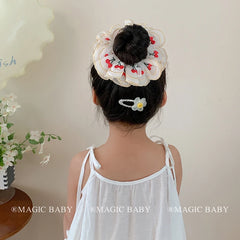 Cute Flower Cherry Scrunchies for Baby Girls Fashion Sweet Kawaii Hair Ties for Kids Children Hair Accessories in Stock Chic