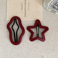 Girls Aesthetic Red Pink Irregular Shape Grid Snap Clips Fashion Elegant Beauty Simple in Stock Hairpins Accessories for Women