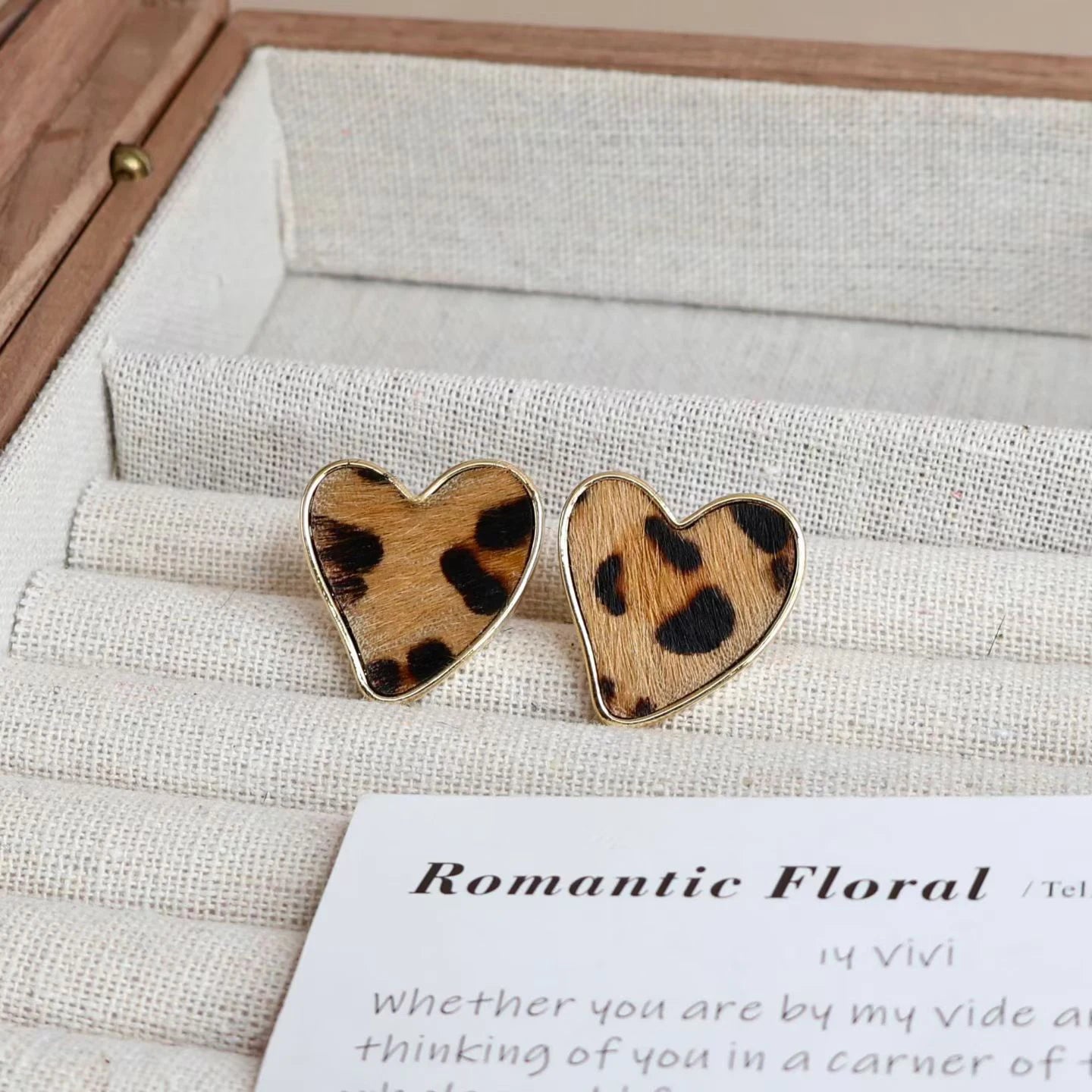 Women Heart Square Circle Shape Leopard Print Small Stud Earring Fashion Elegant Simple Bulk Order Jewelry Accessories for Daily