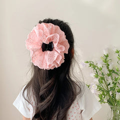 Girly Aesthetic Solid Color Double Duty Hair Claw Clips Scrunchies Sweet Fashion in Stock Hair Ties Hairpins Accessories for Kid