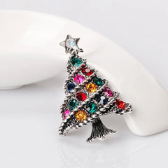 Fashion Glitter Sparkle Rhinestone Christmas Tree Trendy Brooches for Girls Sweet Elegant Dainty Glamorous Jewelry for Women