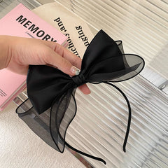 Classic Black Princess Style Headband with Big Bowknot Solid Color Preppy Sweet Elegant Hair Accessories for Girls and Women