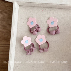 Girly Aesthetic Heart Star Rhinestone Small Hair Ties Sweet Fashion Solid Color Scrunchies Accessories for Kids Children Daily