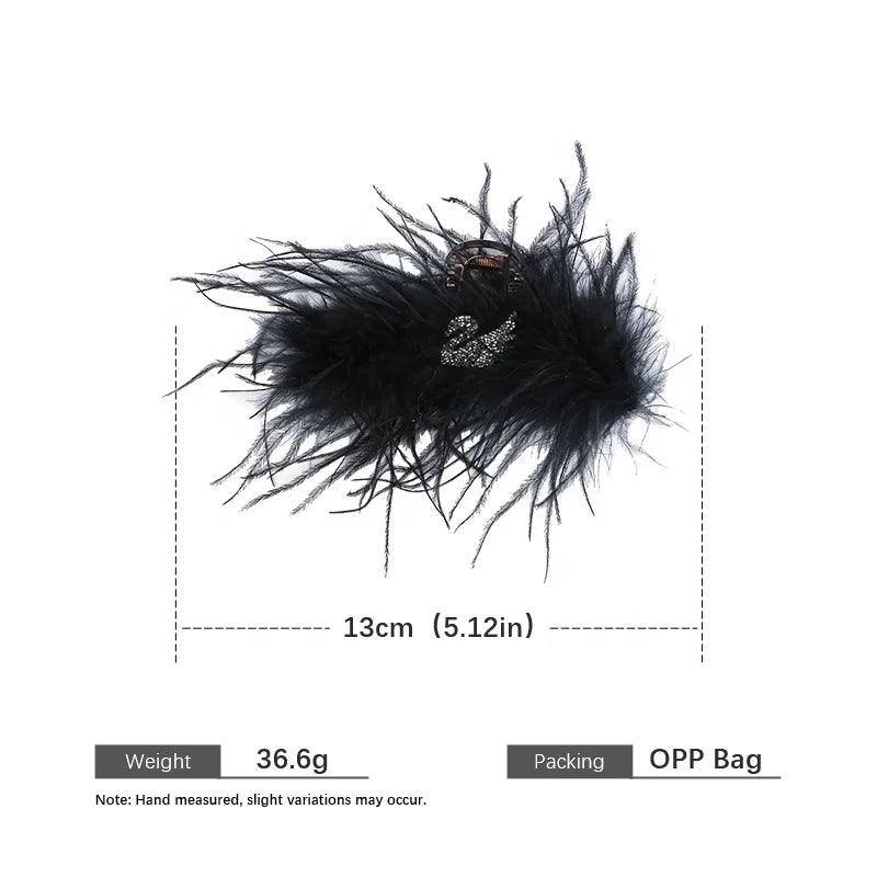 Fashion Elegant Solid Color Feather Hair Claw Clips for Girls Glitter Swan Hair Accessories for Women Ladies Chinese Supplier