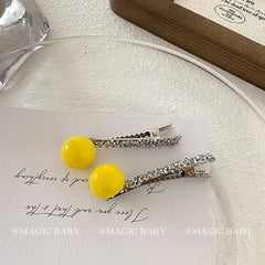 Luxurious Yellow Glitter Hair Clips for Baby Girls Alligators Kids Child Hair Accessories Alloy Rhinestone Cute Sweet Parties