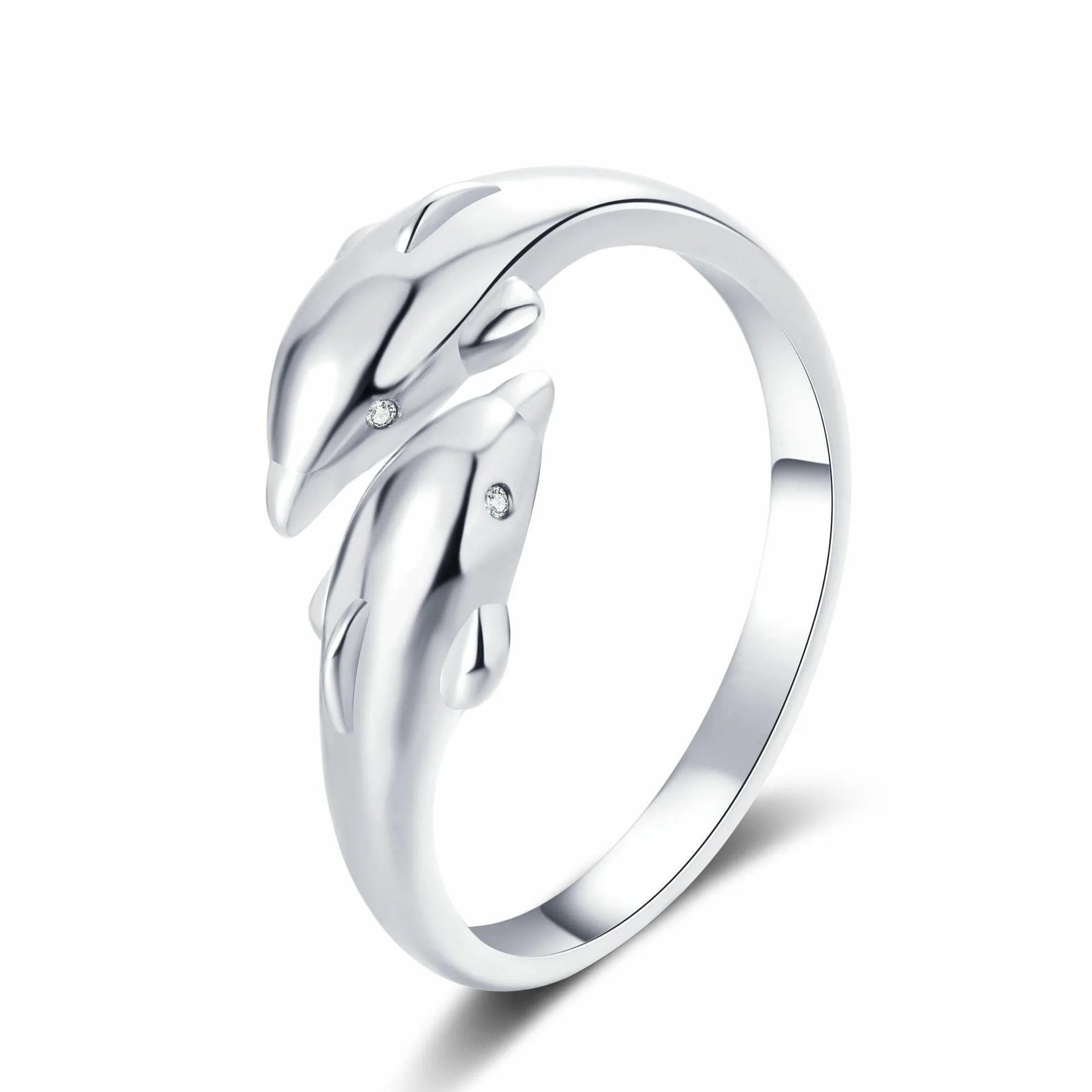 Double Dolphin Rings Women Fashion Niche Design Simple Adjustable Opening Cute Finger Ring Korean Style Accessories Wholesale