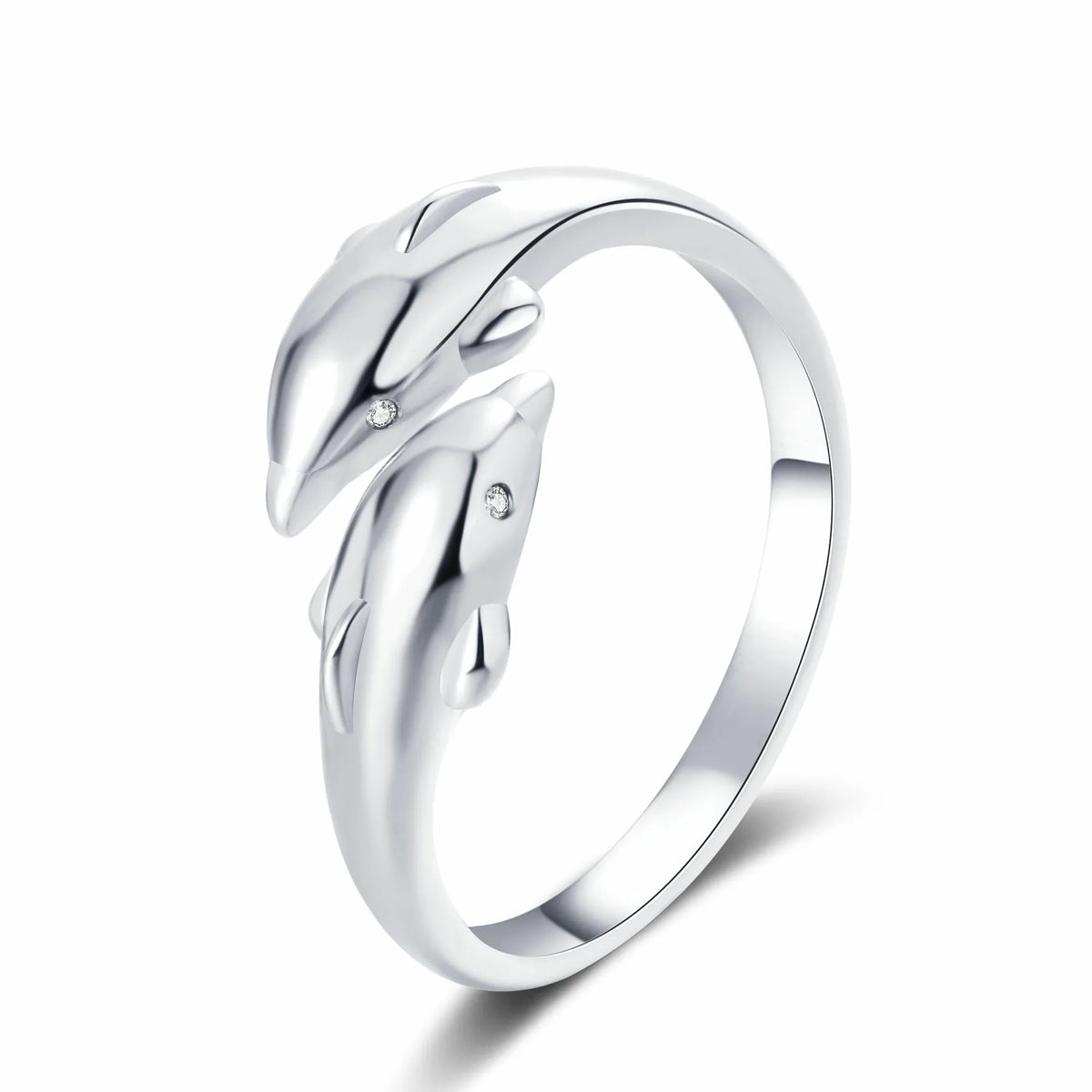 Double Dolphin Rings Women Fashion Niche Design Simple Adjustable Opening Cute Finger Ring Korean Style Accessories Wholesale