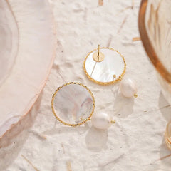 Female White Freshwater Pearl S925 Silver Shell Drop Earring Fashion Simple Low MOQ Factory Price Jewelry for Women Daily Use