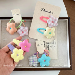 Kids Candy Color Star Small Snap Clips Hair Ties Sweet Cute Fashion Wholesale Hairpins Scrunchies Accessories for Children Daily