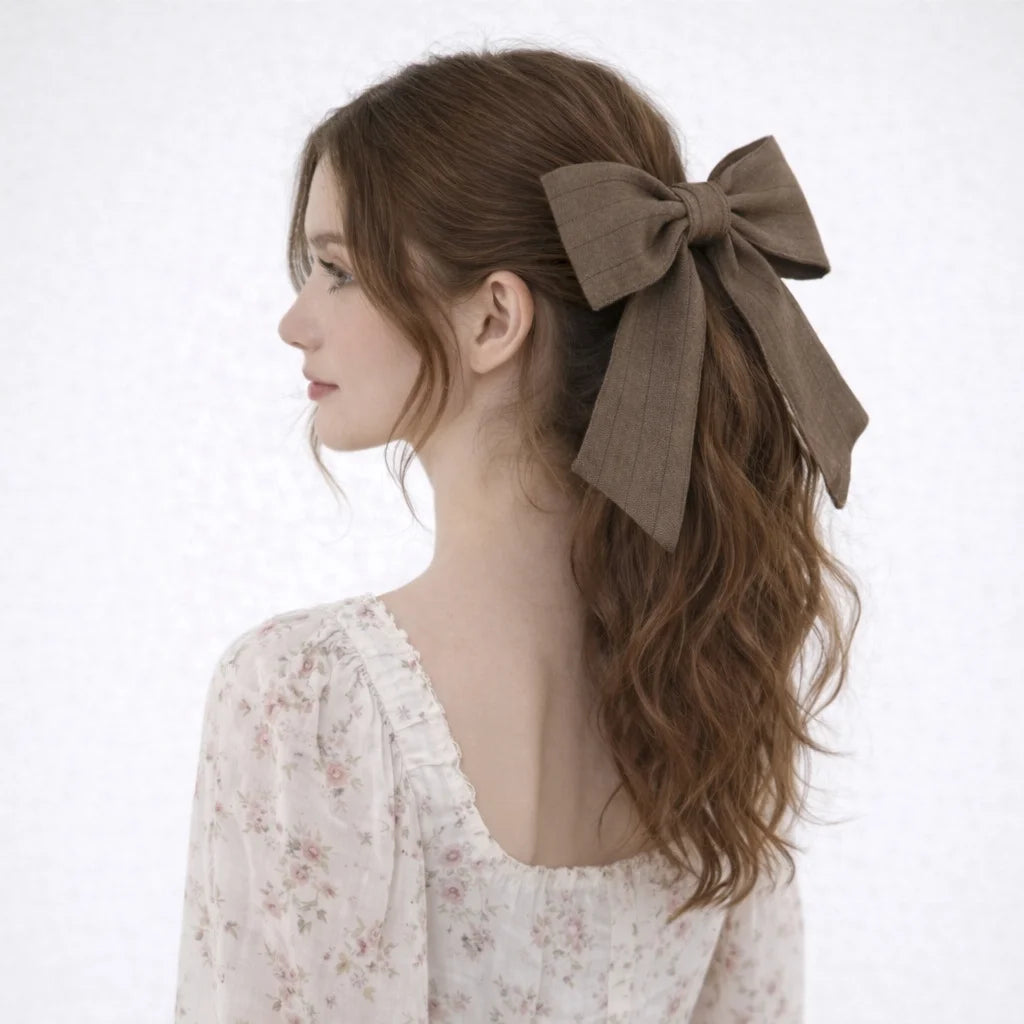 Fashion Trendy Large Bowknot Solid Color Hair Clips for Girls Simple Minimalistic Barrettes for Women Ladies Hair Accessories