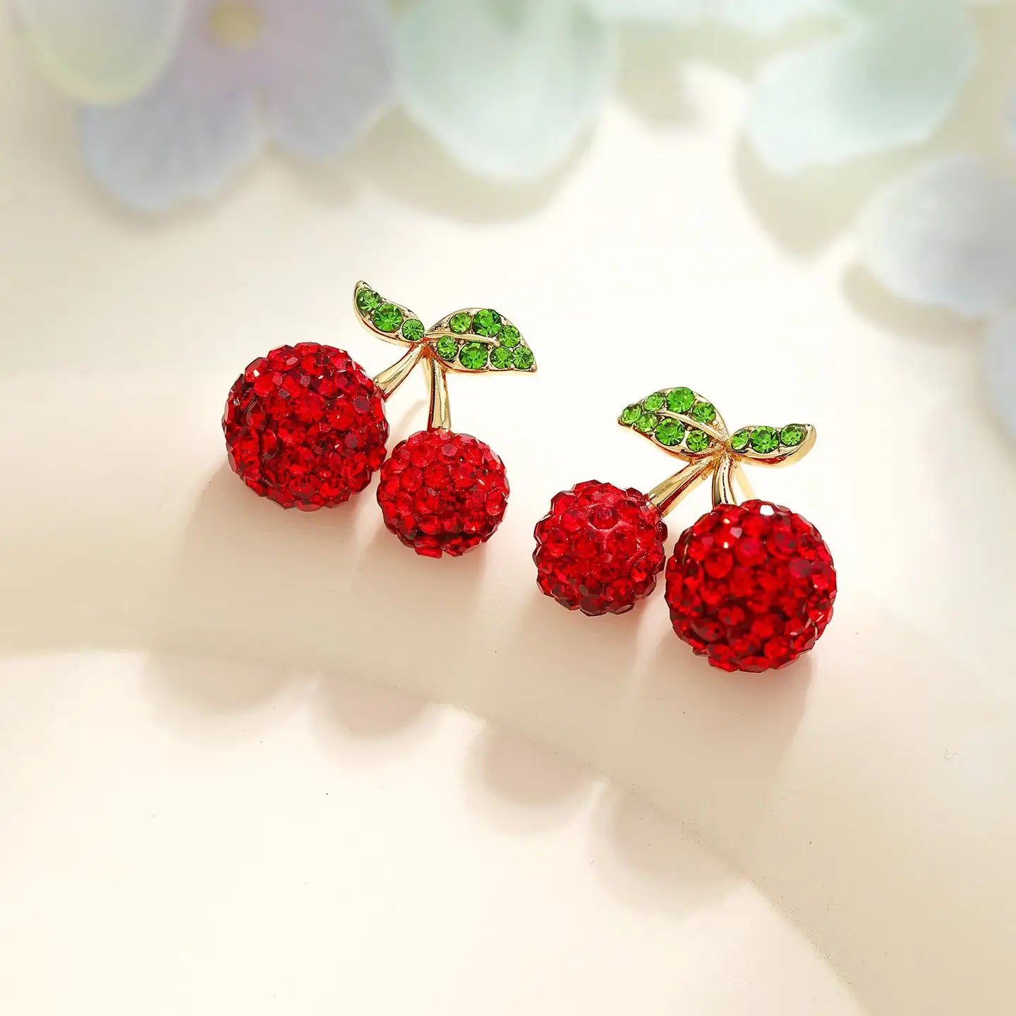 Fashion Trendy Bowknot Fruits Cherry Stud Earrings for Girls Sweet Cute Charms Glamorous Jewelry for Women Ladies Accessories
