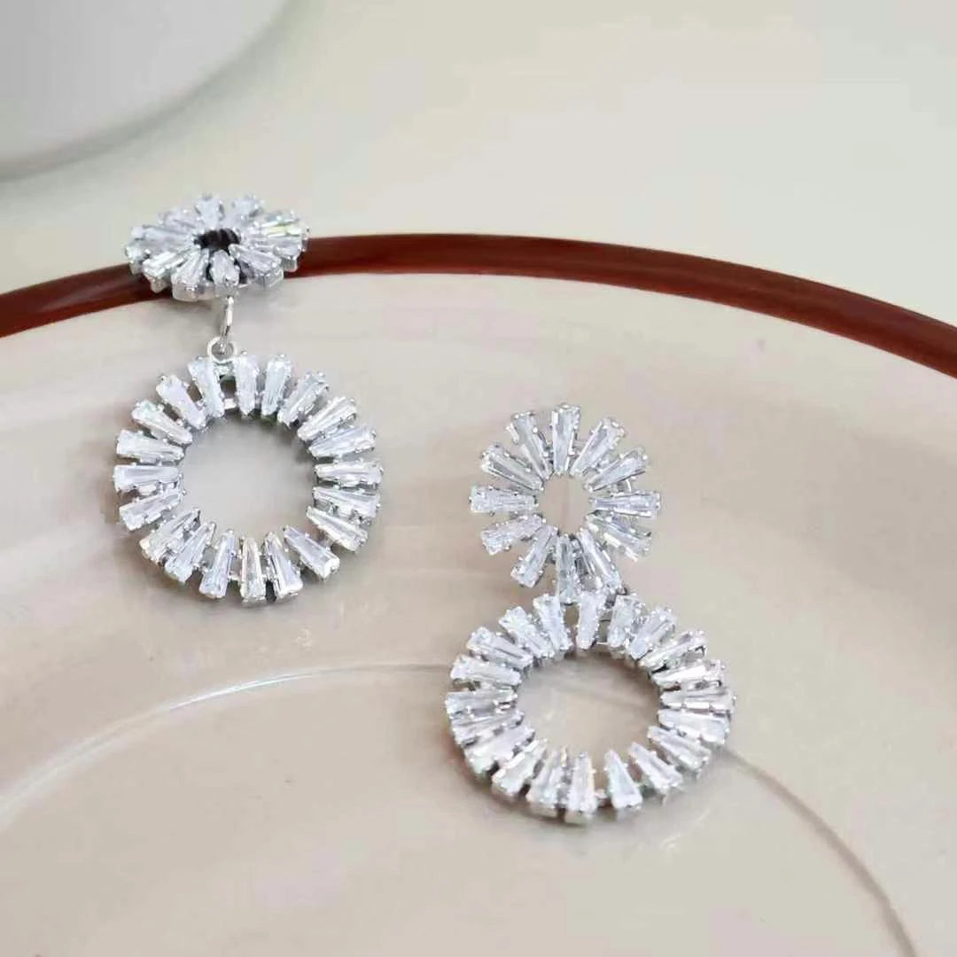 Fashion Trendy Glitter Stunning Elegant Drop Earrings for Girls Glamorous Luxury Jewelry for Women Ladies Accessories Wholesale