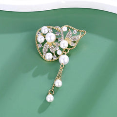 Fashion Glitter Imitation Pearl Elegant Gourd Brooches for Girls Sweet Glitter Sparking Pins Jewelry for Women Ladies Accessory