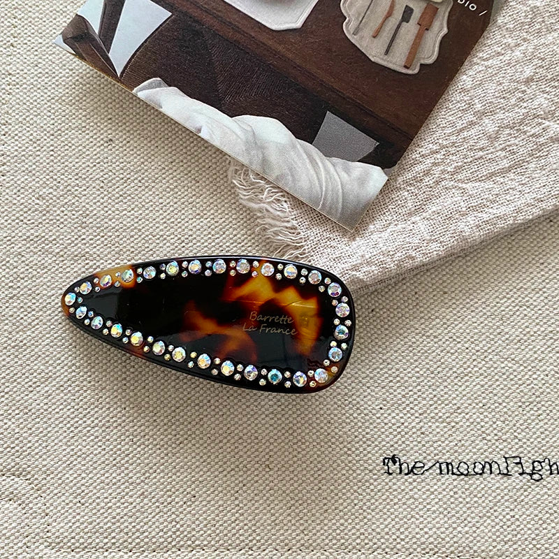 Exquisite Elegant Crystal Hair Clips Teardrop Shape Barrette French Fashion Hairpins Hair Accessories for Women Girls Wholesale