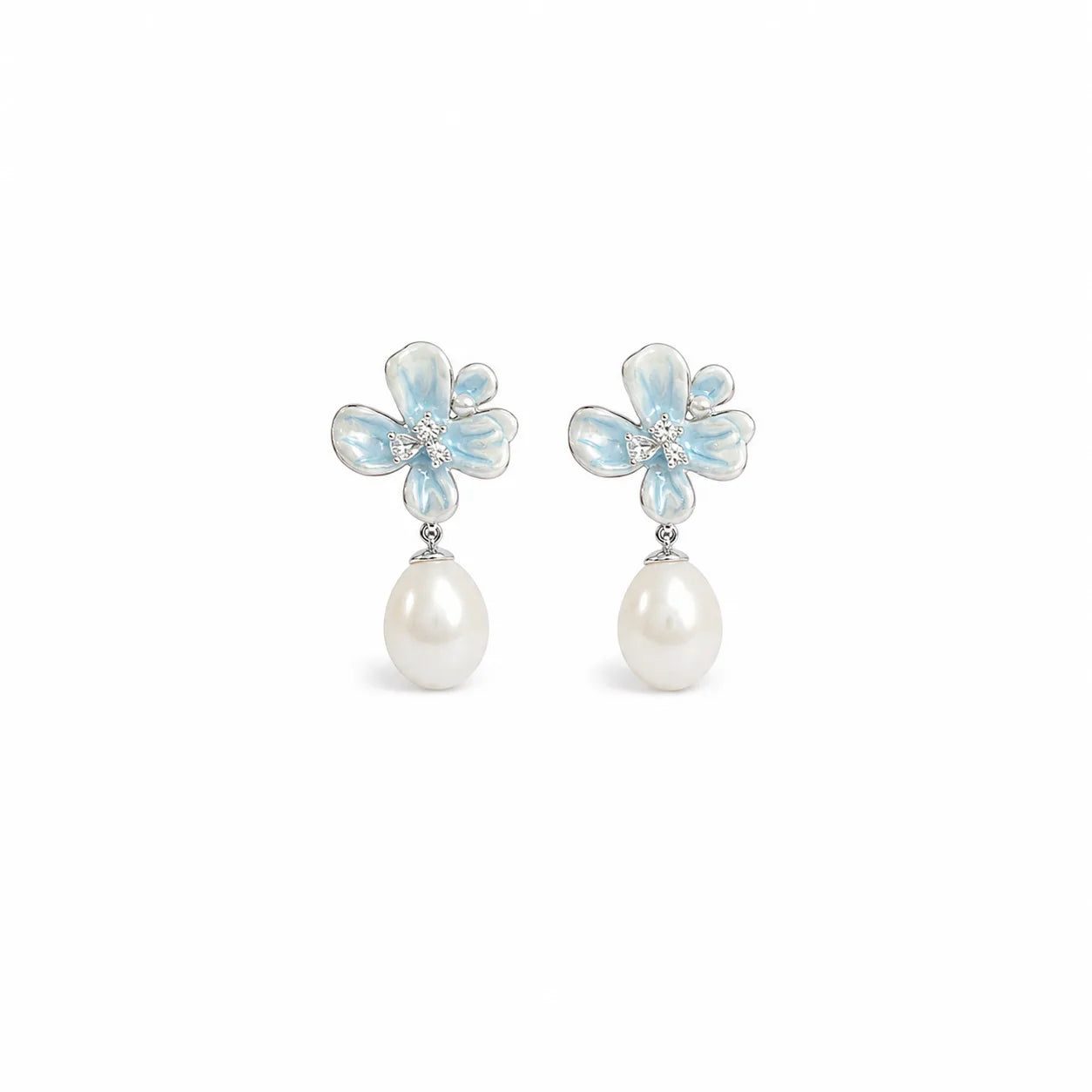 Fashion Freshwater Pearl S925 Silver Jewelry Sets for Girls Flower Copper White K Plated Earrings Necklaces for Women Ladies