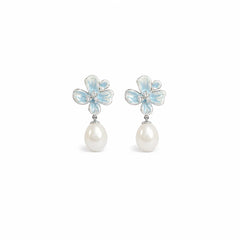 Fashion Freshwater Pearl S925 Silver Jewelry Sets for Girls Flower Copper White K Plated Earrings Necklaces for Women Ladies