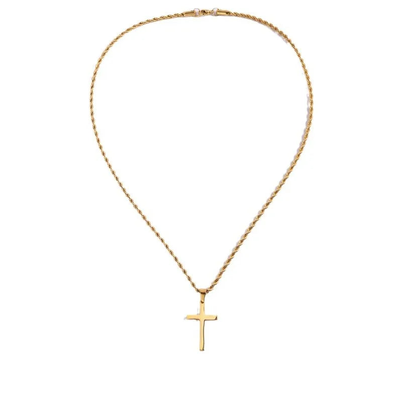 Cross Twist Chain Necklace Stainless Steel Non-fading Men Cross Pendant Necklace Casual Fashionable Women's Jewelry Accessories