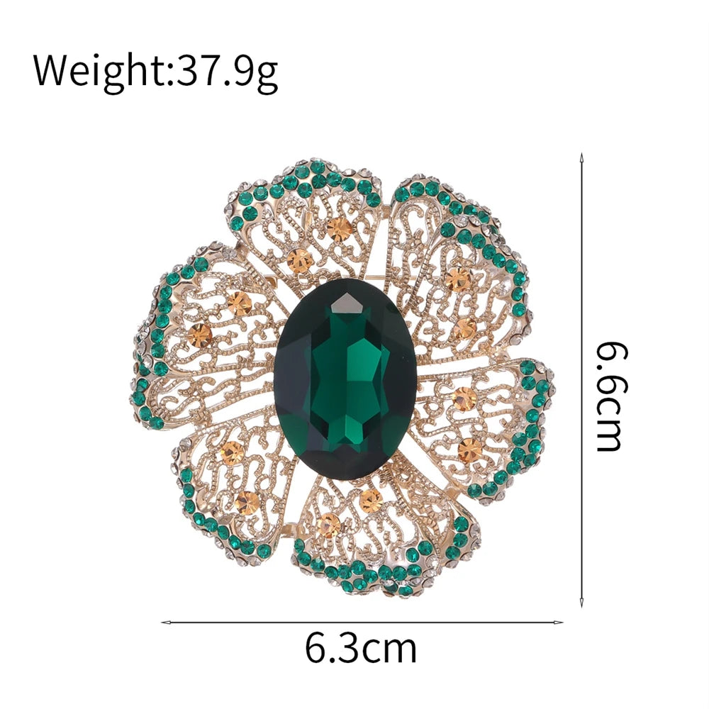 Fashion Glitter Rhinestone Vintage Retro Luxury Brooches for Girls Elegant Graceful Fine Jewelry for Women Ladies Accessories