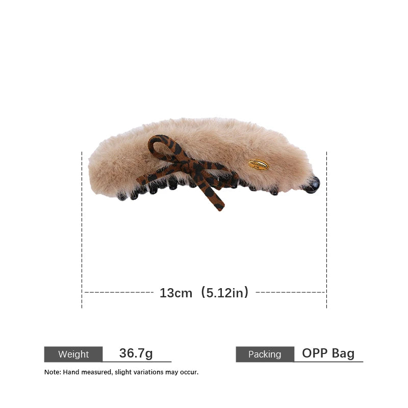 Fashion Fluffy Fur Bowknot Hair Clips for Girls Trendy Autumn Winter Banana Clips for Women Ladies Hair Accessories in Stock