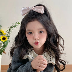 Girly Aesthetic Solid Color Bowknot Barrette Clips Elegant Simple Fashion in Stock Hairpins for Kid Children Daily Causal School