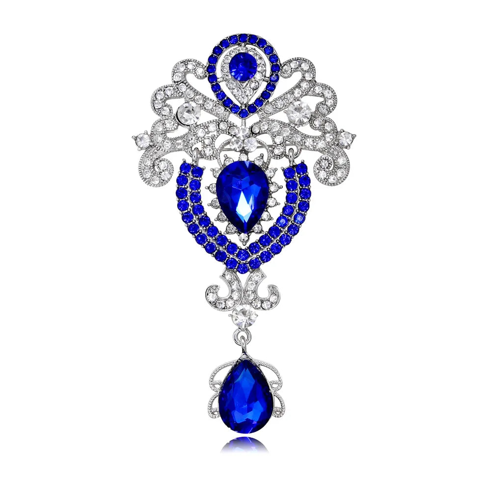 Fashion Luxury Glitter Sparkle Rhinestone Crystal Brooches for Girls Vintage Retro Classic Jewelry for Women Ladies Accessories