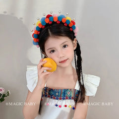 Chinese Vintage Peking Opera Head Bands for Baby Girls Elegant Graceful Fashion Hair Band for Kids Children Hair Accessories
