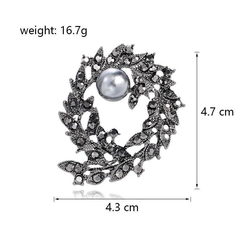 Fashion Vintage Imitation Pearl Retro Glitter Brooches for Girls Elegant Glamorous Pins Jewelry for Women Ladies Accessories