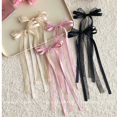 Sweet Ribbon Bowknot Hair Clips Accessories for Girls Solid Color Cute Fashion Fancinators  Hair Claws Lace  for Women Ladies