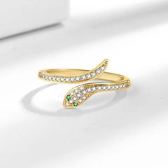 Snake Open Rings Women Adjustable Animal Design with Cubic Zirconia Rings High-end Light Luxury Fashion Jewelry Gift Wholesale