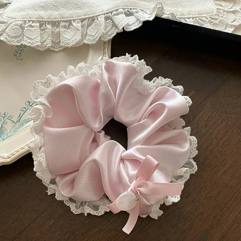 Fashion Lustrous Lace Elegant Scrunchies for Girls Sweet Cute Trendy Hair Ties for Women Ladies Hair Accessories in Stock