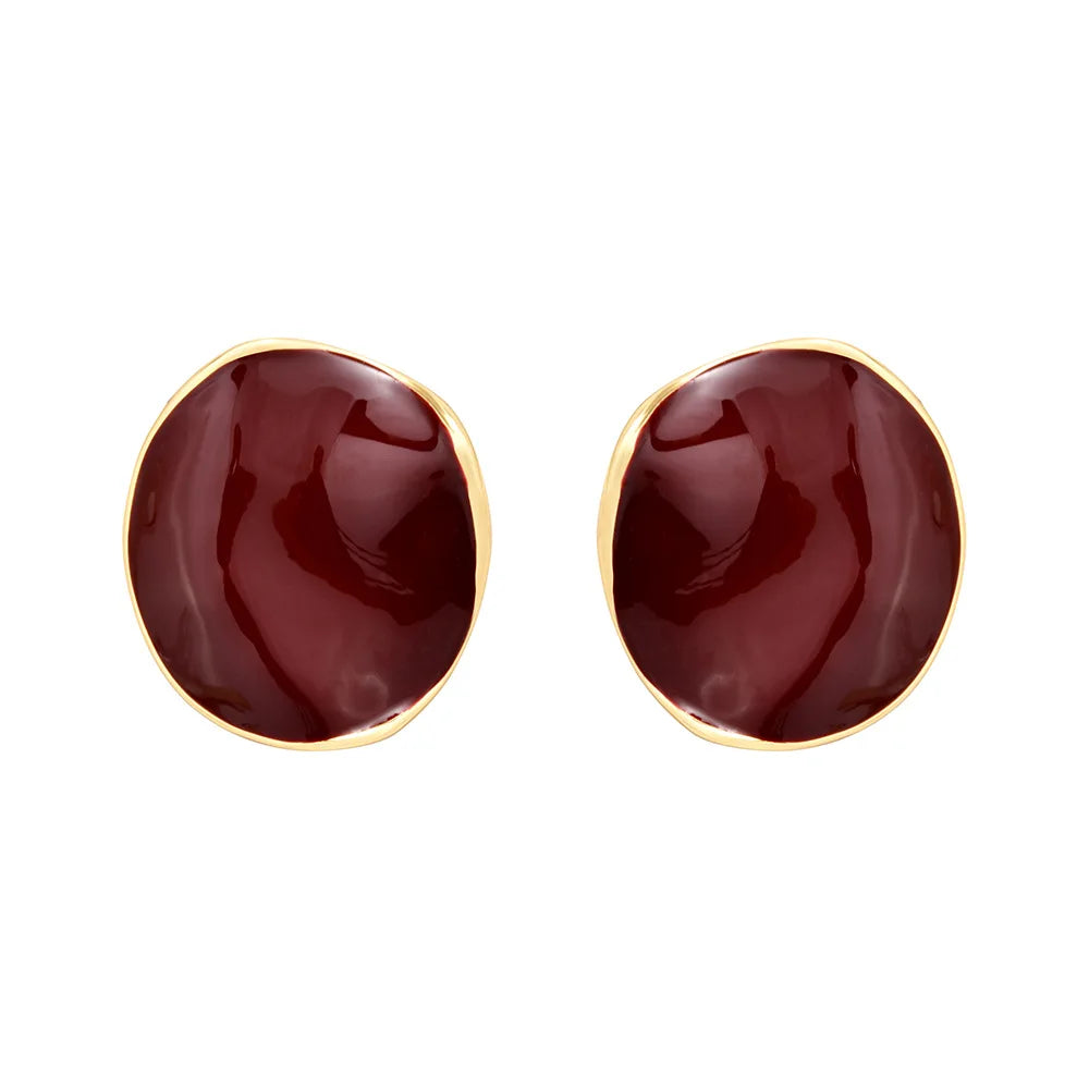 French Style Dropping Glaze Pleated Round Earrings for Women Light Luxury High-end Elegant Earring Stud Fashion Charms Earrings