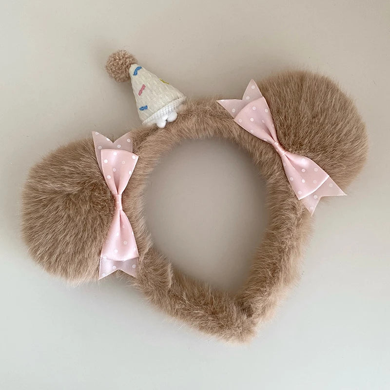 Cute Fashion Sweet Fluffy Hair Bands for Baby Girls Animals Bear Bowknot Bee Head Bands for Kids Children Hair Accessories