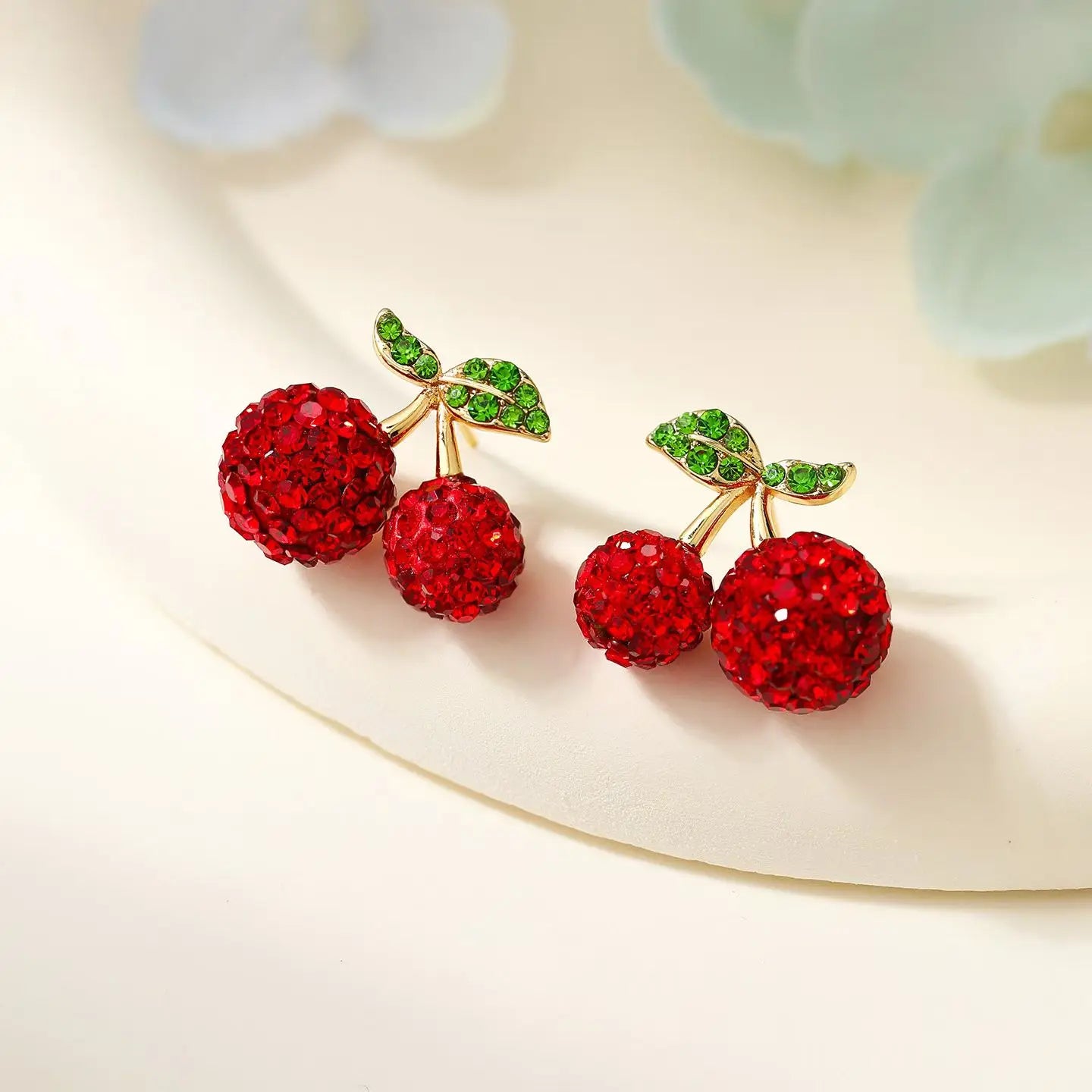 Fashion Trendy Bowknot Fruits Cherry Stud Earrings for Girls Sweet Cute Charms Glamorous Jewelry for Women Ladies Accessories