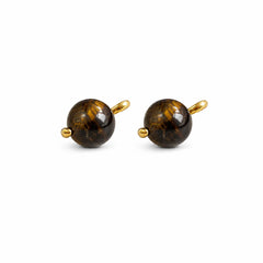 Unisex Black Agate Brown Red Tiger Eye Stone S925 Silver Stud Earring Fashion Dainty Factory Price in Stock Jewelry for Causal