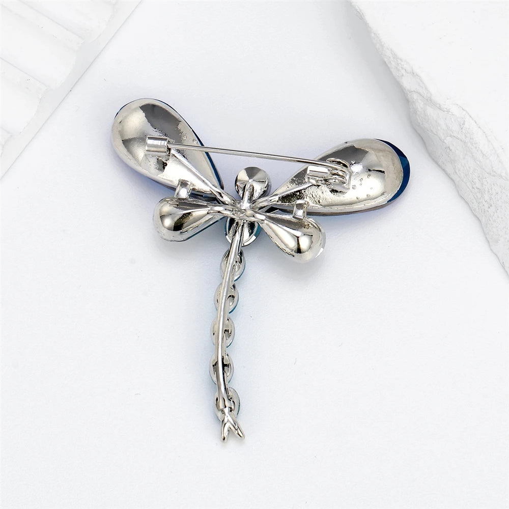 Fashion Sweet Dragonfly Rhinestone Glitter Sparking Brooches for Girls Elegant Pins Jewelry for Women Ladies Accessories Chic